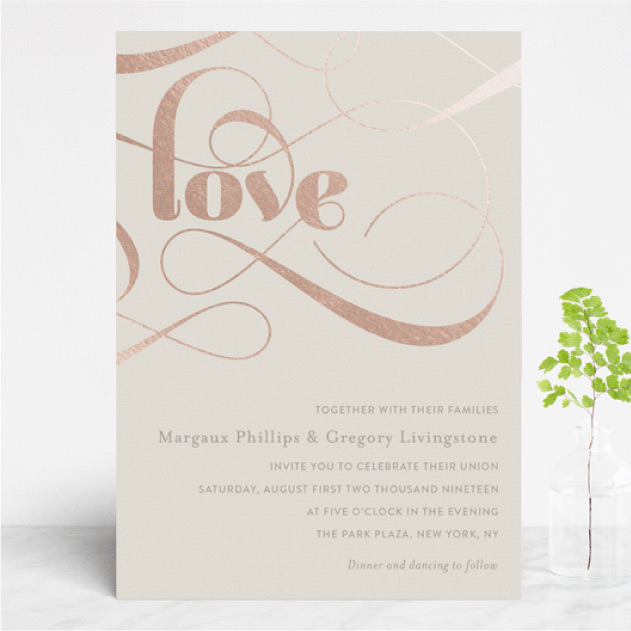Wedding invitation copper foil - Love