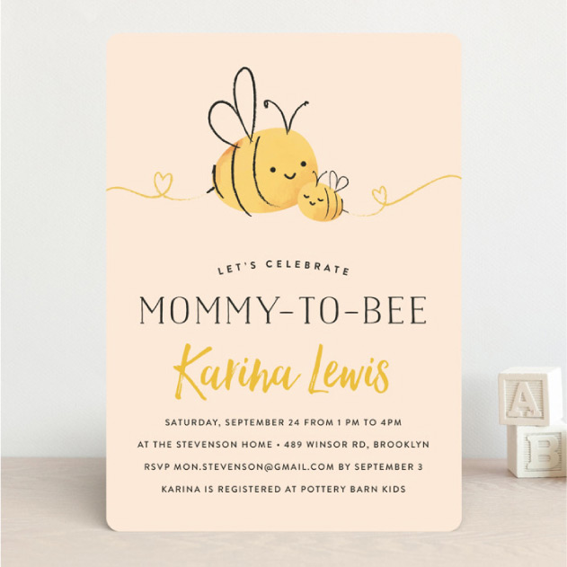 Baby shower - bees illustration 'Mommy to bee'